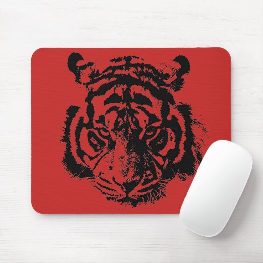 Tiger Pop Art Red Black Muismat (Met muis)