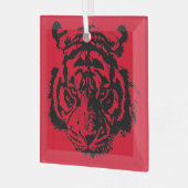 Tiger Pop Art Red Blue Black Glas Ornament (Voorkant links)