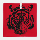 Tiger Pop Art Red Blue Black Glas Ornament (Achterkant)