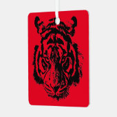 Tiger Pop Art Red Blue Black Metalen Ornament (Voorkant links)