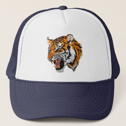 Tiger Portrait Faux Sequin look Trendy Trucker Pet (Voorkant)