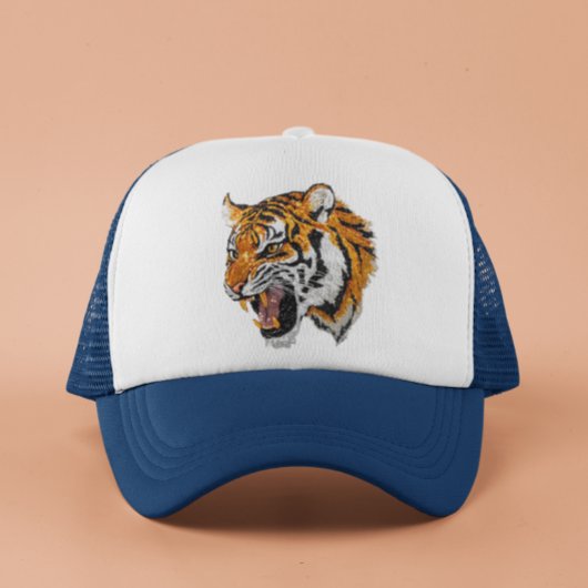 Tiger Portrait Faux Sequin look Trendy Trucker Pet