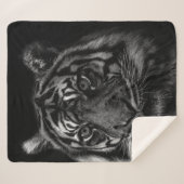 TIGER PORTRAIT IN BW SHERPA DEKEN (Voorkant (horizontaal))