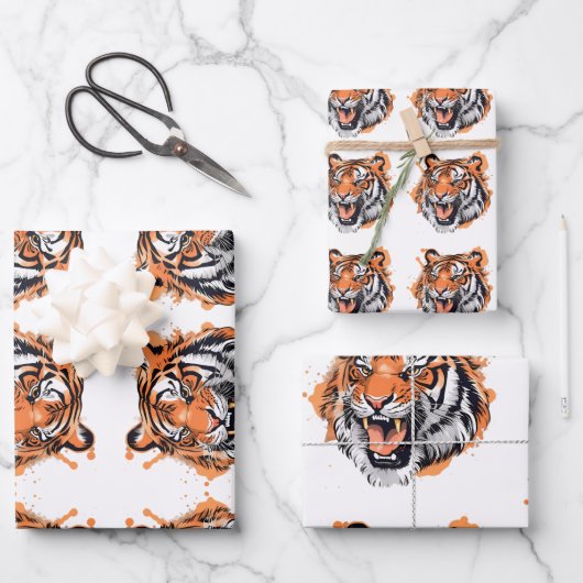 Tiger Portrait Inpakpapier Vel (Voorkant)
