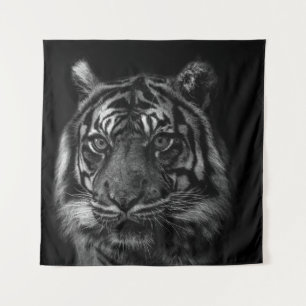 TIGER PORTRAT IN BW WANDKLEED