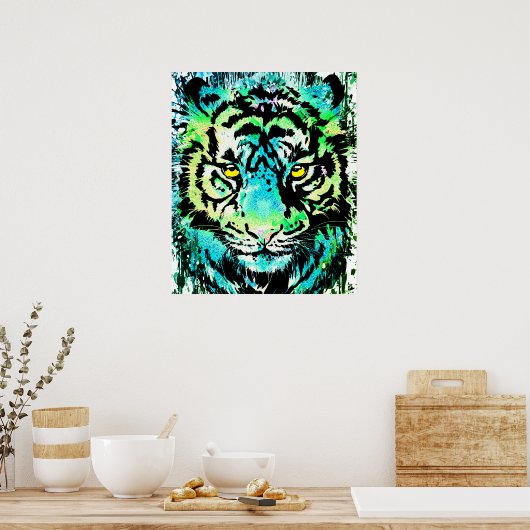 Tiger Poster Art - Kleurrijke tijgerogen (Keuken)