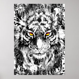 Tiger Poster Art   Tijgertekening   Zwart-wit