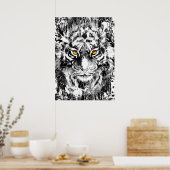 Tiger Poster Art | Tijgertekening | Zwart-wit (Keuken)