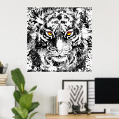 Tiger Poster Art | Tijgertekening | Zwart-wit (Thuiskantoor)