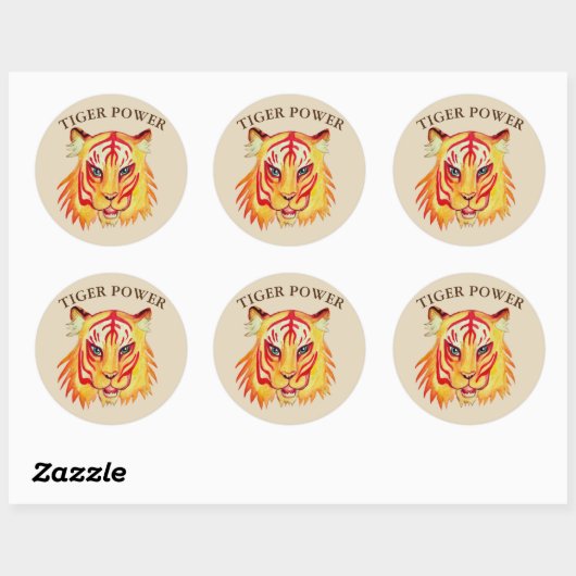 Tiger Power Classic Ronde Sticker (Vel)