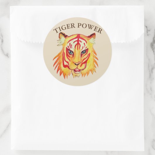 Tiger Power Classic Ronde Sticker (Tas)