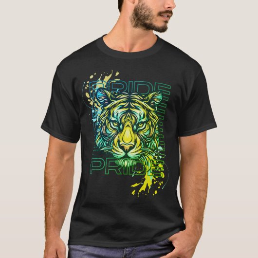 Tiger Pride Abstracte natuur moderne kunst spatten T-shirt (Voorkant)