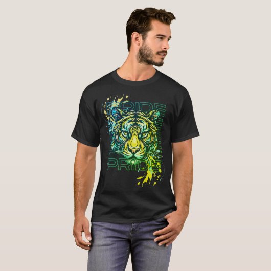 Tiger Pride Abstracte natuur moderne kunst spatten T-shirt (Voorkant volledig)