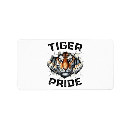 Tiger Pride Retro Tiger School Sportteam Etiket (Voorkant)