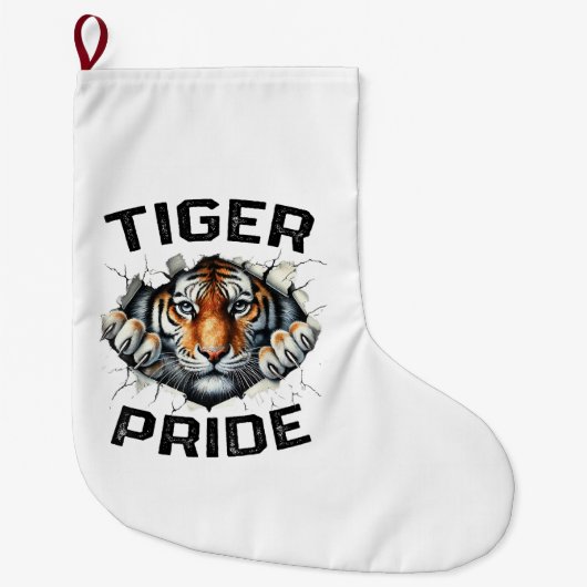 Tiger Pride Retro Tiger School Sportteam Grote Kerstsok (Voorkant)
