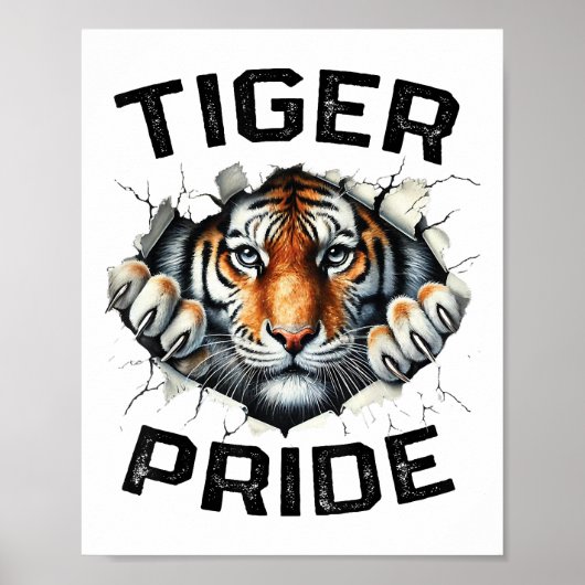 Tiger Pride Retro Tiger School Sportteam Poster (Voorkant)