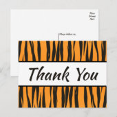 Tiger Print Bedankt Gold Black Stripe Wedding Briefkaart (Voorkant / Achterkant)