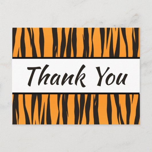 Tiger Print Bedankt Gold Black Stripe Wedding Briefkaart (Voorkant)