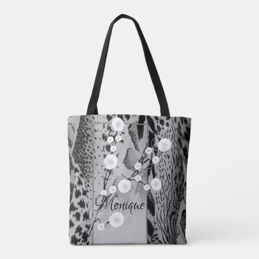 Tiger Print Floral, persoonlijke Canvas tas (Achterkant)