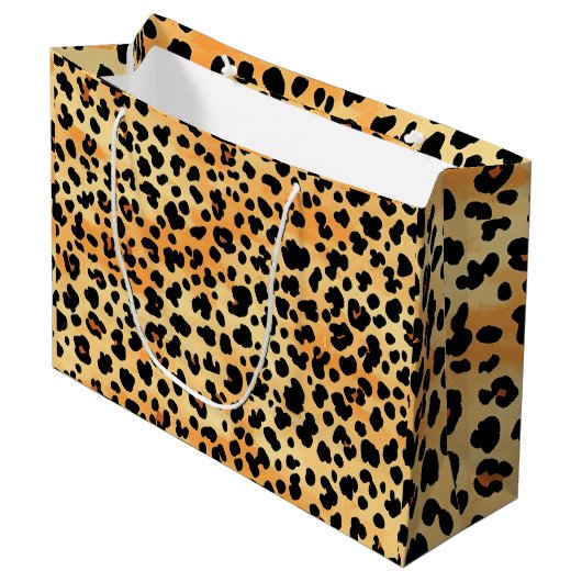 Tiger Print Gift Bag Groot Cadeauzakje (Voorkant Gekanteld)