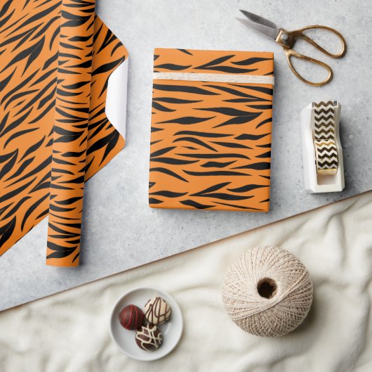Tiger Print Jubileum Gift Sinaasappel Naadloos Cadeaupapier (Crafts)
