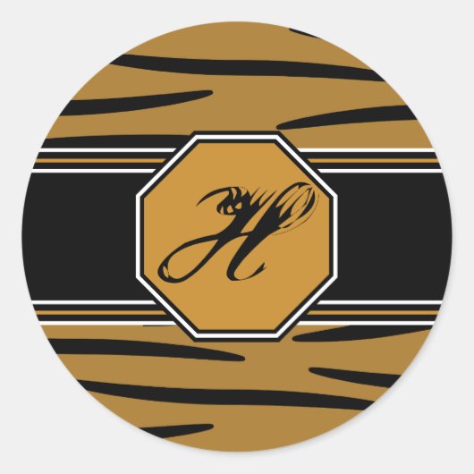 Tiger Print Monogram Stickers (Voorkant)