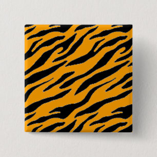 Tiger Print Pin Vierkante Button 5,1 Cm