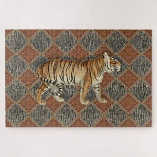 Tiger  Print Rust Leather Snake Skin Gilded Legpuzzel