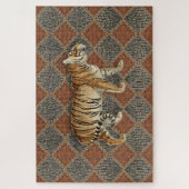 Tiger  Print Rust Leather Snake Skin Gilded Legpuzzel (Verticaal)