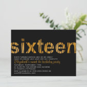 Tiger Print Typography Design Sweet 16 Invitation Kaart (Staand voorkant)