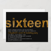 Tiger Print Typography Design Sweet 16 Invitation Kaart (Voorkant / Achterkant)