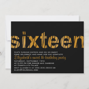 Tiger Print Typography Design Sweet 16 Invitation Kaart