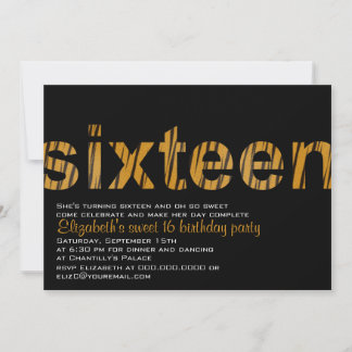 Tiger Print Typography Design Sweet 16 Invitation Kaart