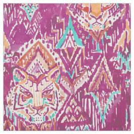 Tiger Prowess Tribal Waterverf Fuchsia Stof
