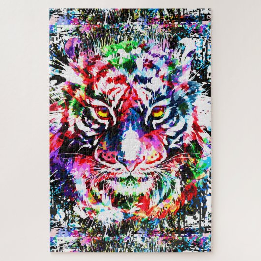 Tiger Puzzle | Kleurrijke tekening | Abstracte kun Legpuzzel (Verticaal)