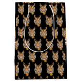 Tiger Reindeer Christmas Animal With Antlers Xmas  Medium Cadeauzakje (Voorkant)