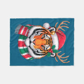 Tiger Reindeer Christmas Santa Hat Tiger Xmas  Fleece Deken (Voorkant (Horizontaal))