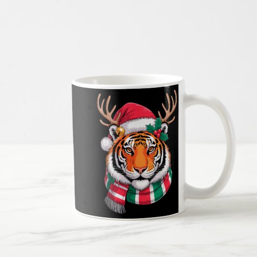 Tiger Reindeer Christmas Santa Hat Tiger Xmas  Koffiemok (Rechts)