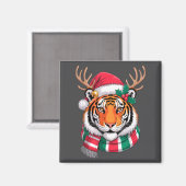 Tiger Reindeer Christmas Santa Hat Tiger Xmas  Magneet (Voorkant / Achterkant)