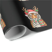 Tiger Reindeer Santa Hat Kerstvakantie Cadeaupapier (Rol Hoek)