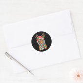 Tiger Reindeer Santa Hat Kerstvakantie Ronde Sticker (Envelop)
