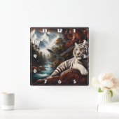 Tiger Relaxing beroemd gemaakt door Mountain River Vierkante Klok (Huis)