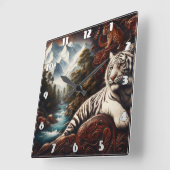 Tiger Relaxing beroemd gemaakt door Mountain River Vierkante Klok (Hoek)