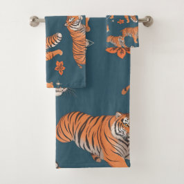 Tiger Retro Kleurrijk Gepersonaliseerd Patroon Bad Handdoek