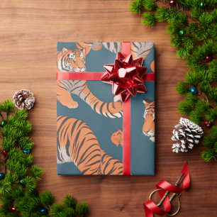 Tiger Retro Kleurrijk Gepersonaliseerd Patroon Cadeaupapier