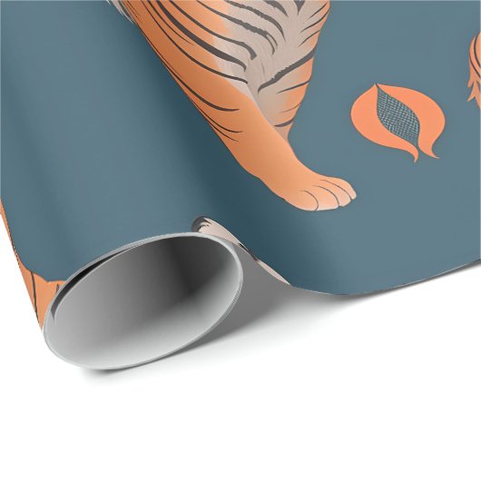 Tiger Retro Kleurrijk Gepersonaliseerd Patroon Cadeaupapier (Rol Hoek)