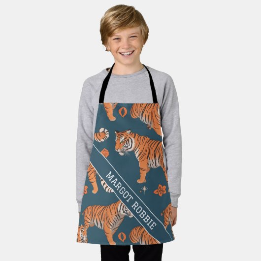 Tiger Retro Kleurrijk Gepersonaliseerd Patroon Schort (Gedragen)