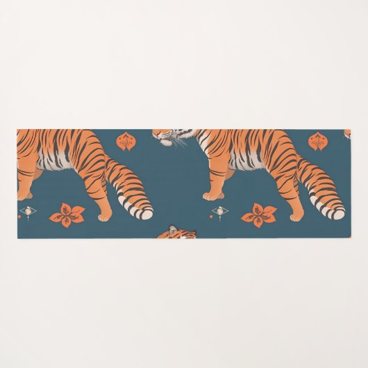 Tiger Retro Kleurrijk Gepersonaliseerd Patroon Yogamat (Achterkant (horizontaal))