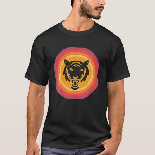 Tiger Retro Sunset Wilde Kat Roars T-shirt (Voorkant)