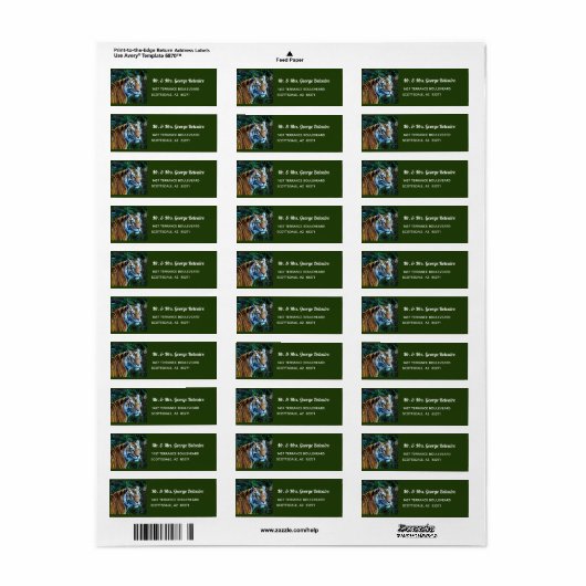 Tiger Return Address Label (Full Sheet)